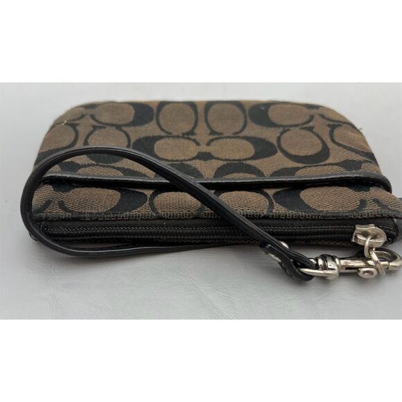 Coach Signature Canvas Wristlet Black with Strap Zip Closure - Picture 4 of 5